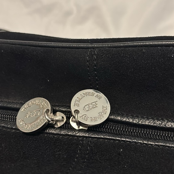 VTG Ed Hardy Death & Glory weekender bag black suede leather skull rose design - Picture 15 of 16